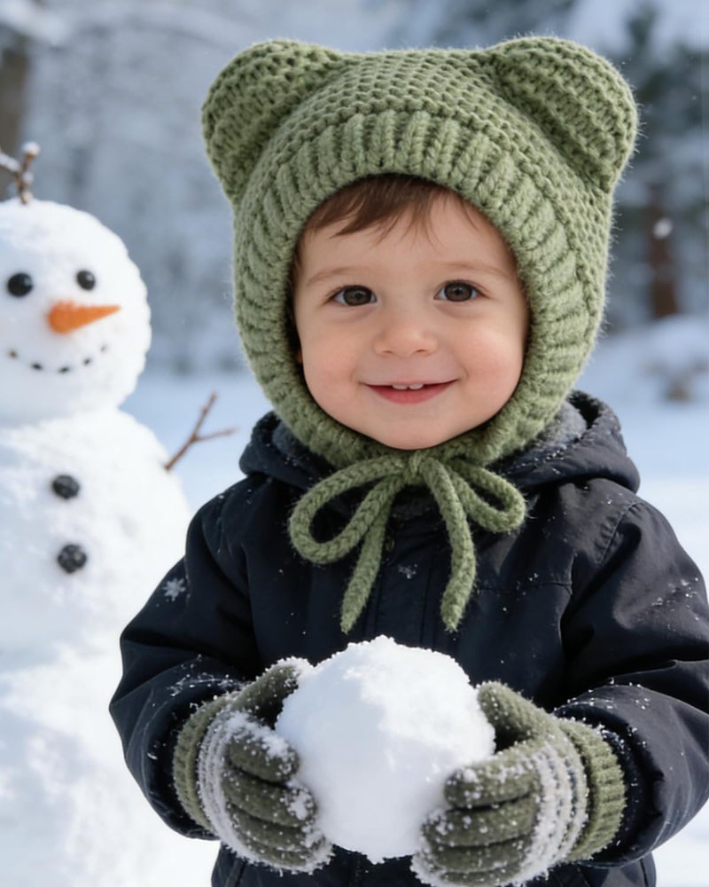 MINGSEECESS Kids Knitted Beanie Hat Cute Frog Cartoon Winter Warmer Cap with Big Eyes for Baby Boys Girls - Image 2